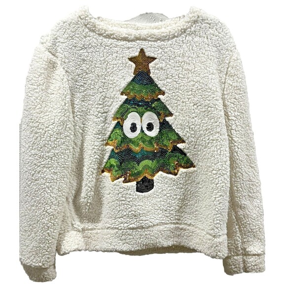Ugly Christmas Sweater‎ Granny Pullover Embellished Sequin Tree Googly Eyes XL - Picture 1 of 4